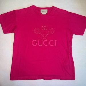 GUCCI girls hot-pink Cotton T-Shirt size 24M